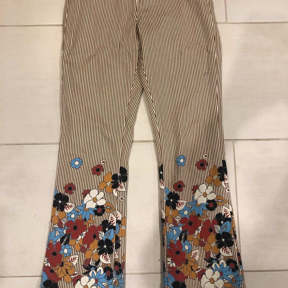 Floral, striped pants